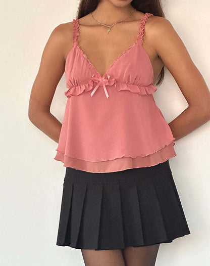 Evana Chiffon-Lace Top