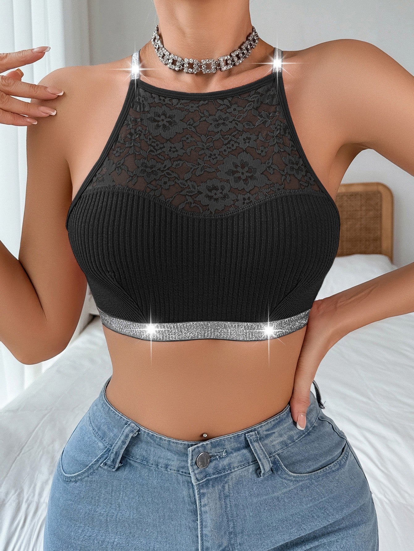 Selene Ribbon Halter Vest